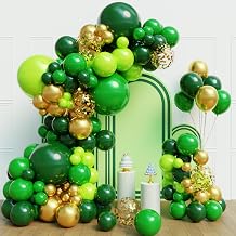 Green Balloon Arch Kit, 129Pcs 4 Sizes Dark Green and Gold Balloons