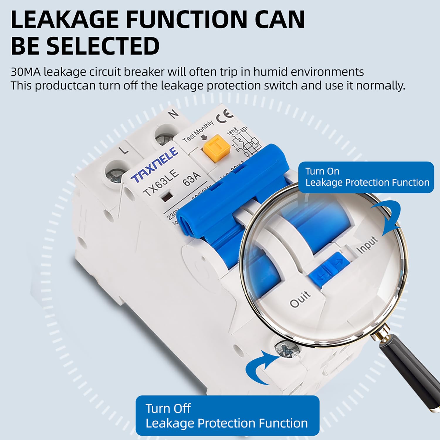 230V 2P 6KA Circuit Breaker Din Rail Mounting Residual Current Circuit Breaker MCB 30mA Overload Short Current Leakage Protection Protect RCBO RCCB RCD 10A 16A 20A 25A 32A 40A 50A 63A 80A (20A)