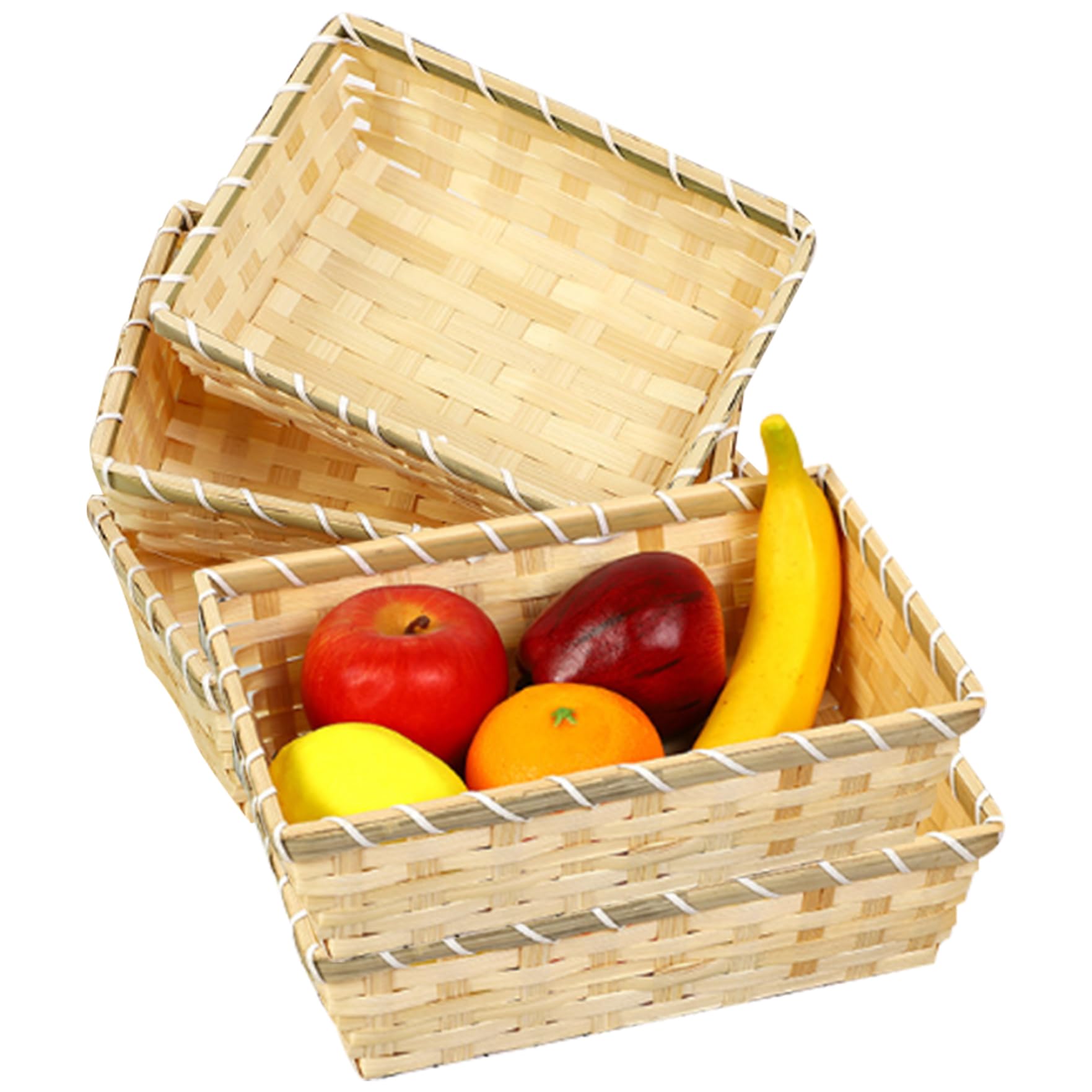 Cesta de cesta Cestas de regalo Cestas vacías para regalos Cesta vacía vacía 5 piezas 10.2x6.3x3 pulgadas Cesta de regalo tejida de bambú Cesta pequeña de frutas y verduras de escritorio