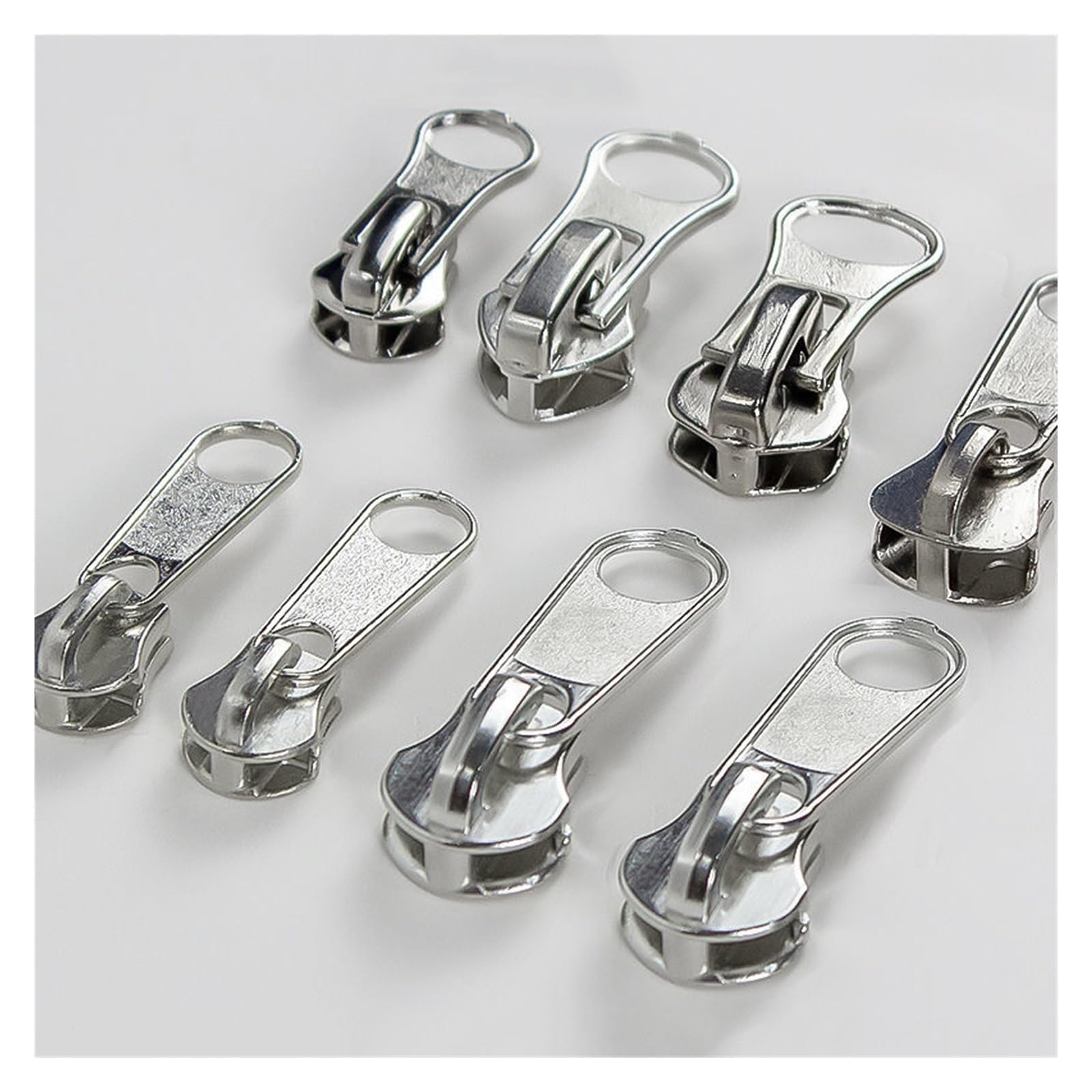 Tirones para deslizamientos de cremallera de metal Cremallera metálica de resina de nailon for chaqueta, vestido, equipaje, Kit de reparación de cabezal de cremallera metálica(ZT024Silver,SLIDERFORNYL