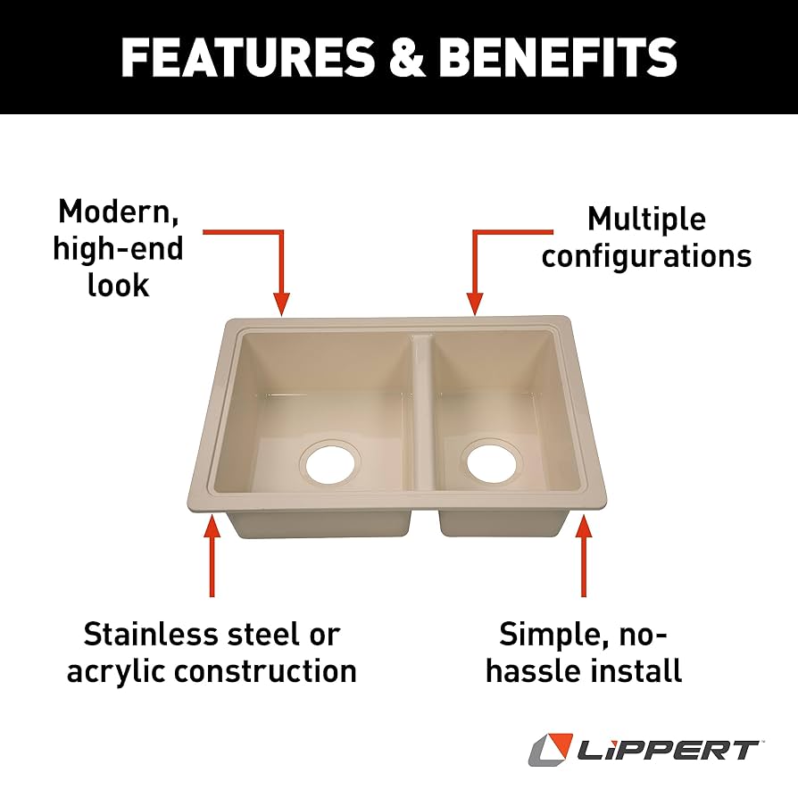 Amazon.com: Lippert RV Double Kitchen Galley Sink - 25