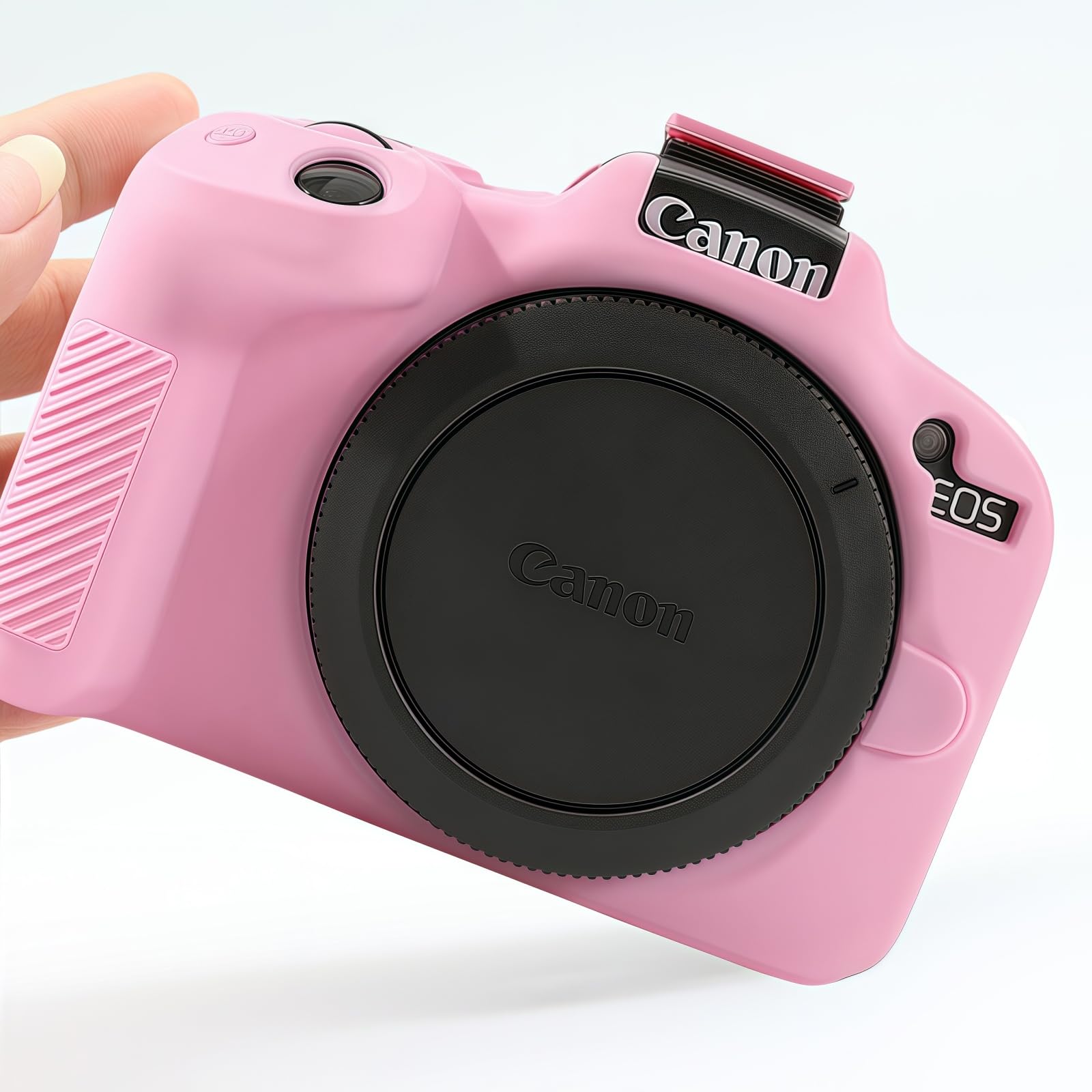 Etui EOS R50, miękkie silikonowe etui ochronne do aparatu Canon EOS R50 EOSR50, do vlogowania, w zestawie 2 ochraniacze ekranu i 1 pasek na nadgarstek, akcesoria do EOS R50, różowe