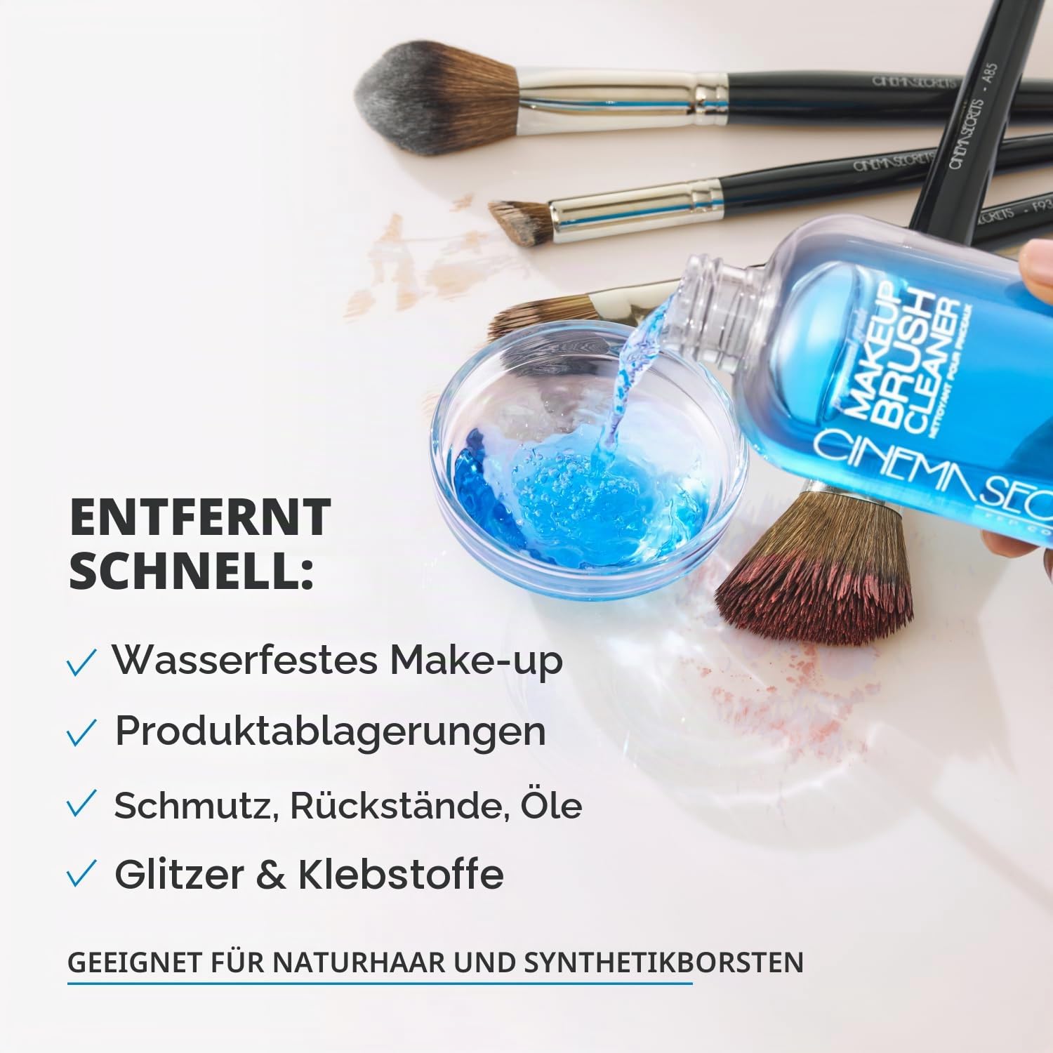 Cinema Secrets Original Blaue Vanille Make-up-Pinselreiniger-Lösung & Spray-Kombination – Professioneller Reiniger für Make-up-Pinsel – Schnell trocknend & spülungslos – Entfernt angesammeltes Make-up