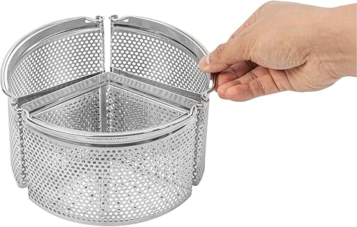 Miniatura 11 de Restaurantware Cesta de vapor para olla de cocina de 3 piezas, acero inoxidable, separador de trío perforado para cocinar verduras, albóndigas,