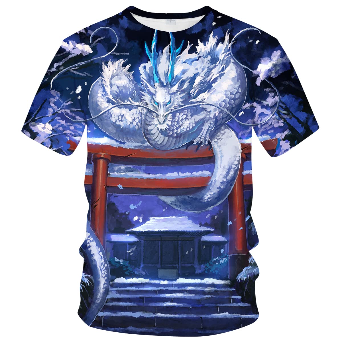 LAOLIUSN Men's Dragon T Shirt Summer Short Sleeve Tees Tops Animal Theme Shirt Anime Graphic Shirt