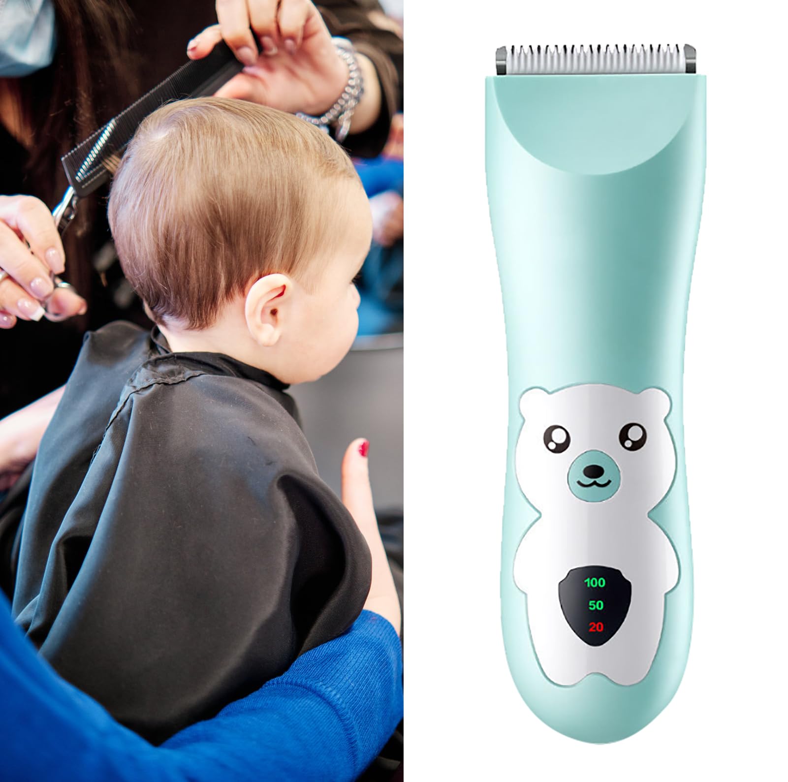 Ultra Quiet Baby Hair Clipper, Cordless Rechargeable Waterproof Hair Cutter with 2pcs Guide Combs - Image 4