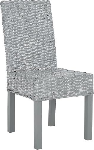 Miniatura 4 de Safavieh FOX6525A-SET2 Safavieh Home Collection - Silla de comedor con lavado de trigo, juego de 2, color gris/blanco
