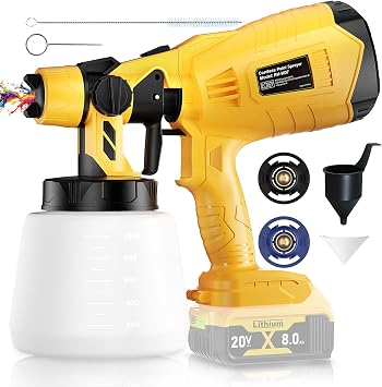 Brushless Cordless Paint Sprayer for Dewalt 20V BatteryBattery Not Included 150 Din/s Viscosity,1000ml/min High Flow,Electric Spray Paint Gun for for House Painting-Tool ONLY