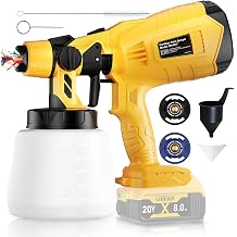 Brushless Cordless Paint Sprayer for Dewalt 20V BatteryBattery Not Included 150 Din/s Viscosity,1000ml/min High Flow,Electric Spray Paint Gun for for House Painting-Tool ONLY