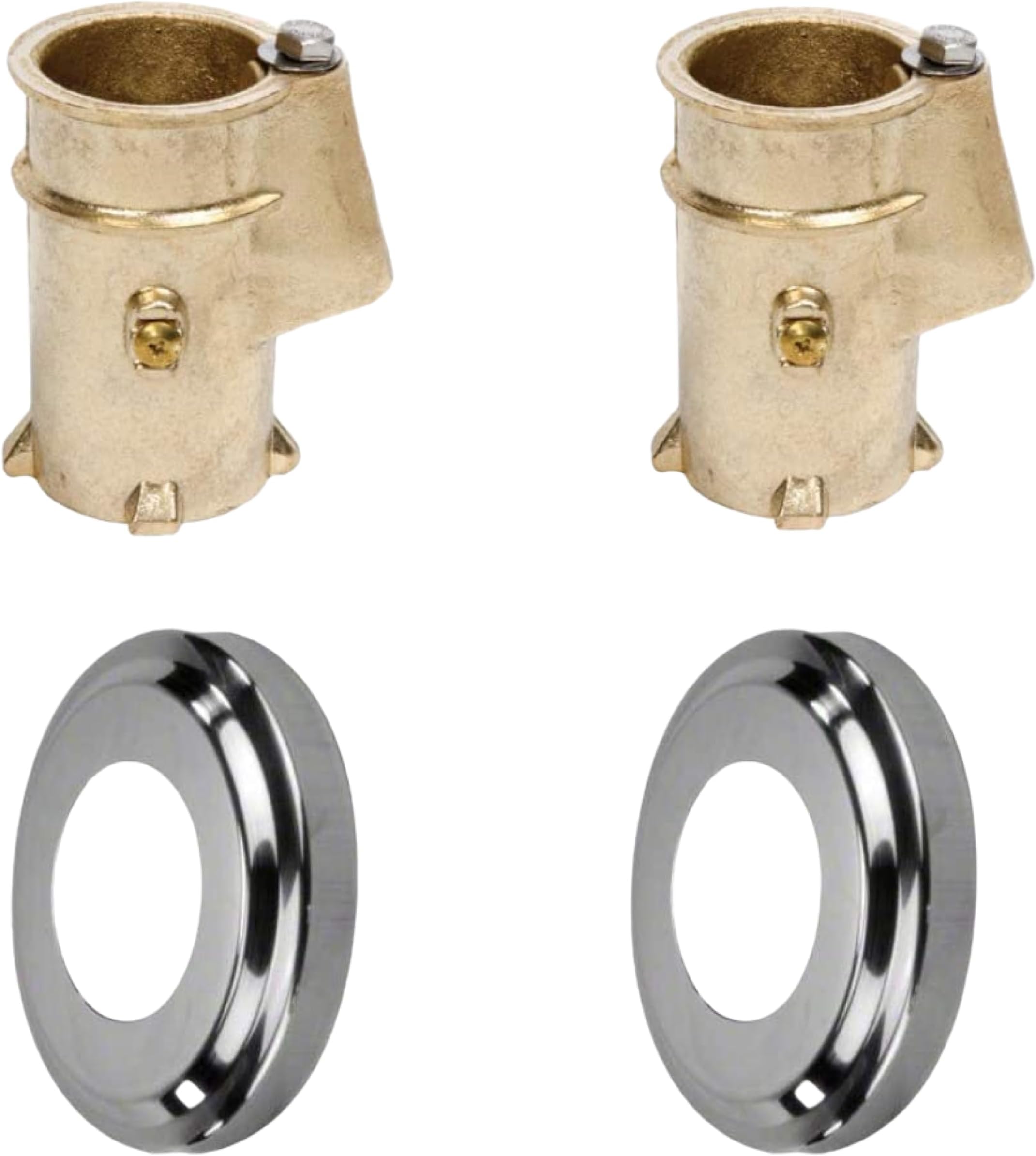Wood Grip Anchor and Escutcheon Pool Rail Set - 4'" Anchors for 1.90" Outer Diameter Tubing - Brass Inground Pool Anchor - Escutcheon Ring and Anchors (2 Pack)