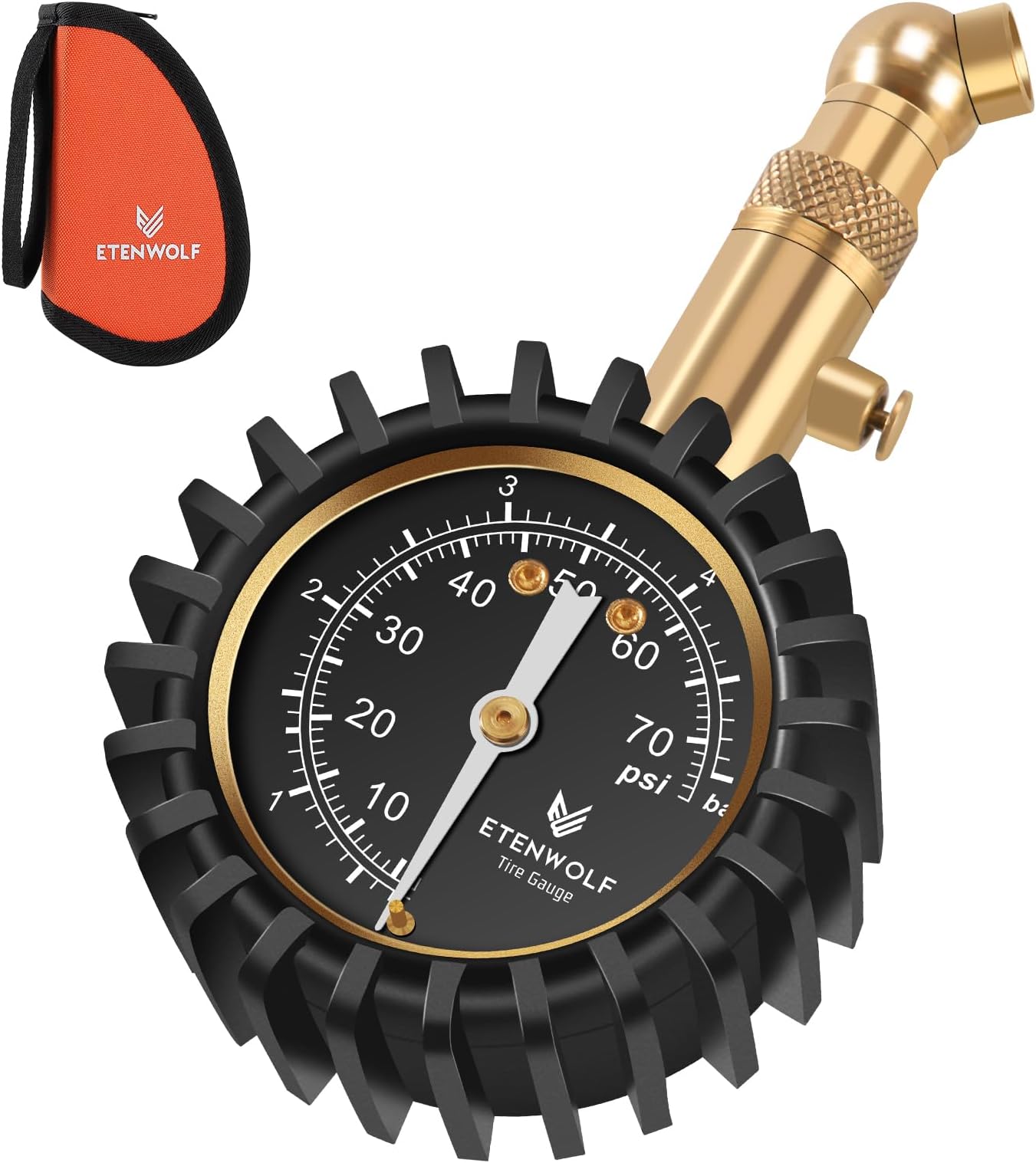 ETENWOLF Tire Pressure Gauge for Cars 0-75 PSI, Air Pressure Gauge with Large Glow Dial, Calibrated to ANSI B40.1 Grade A(±1%), Tire Gauge for Tire Pressure Car Accessories