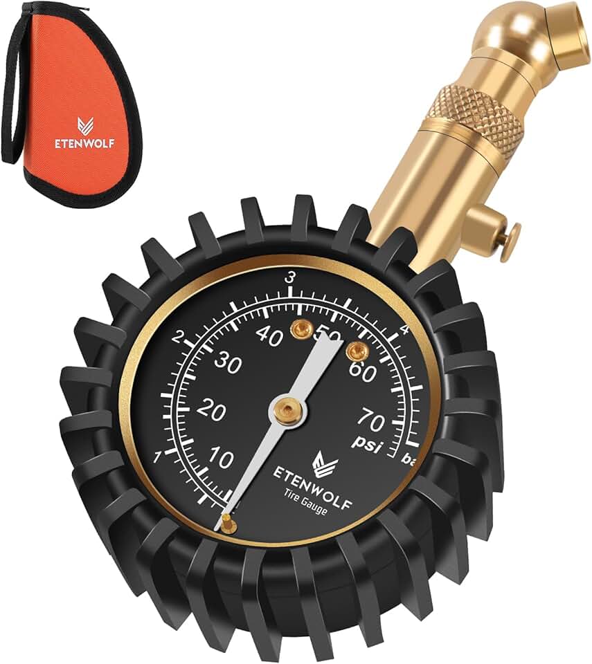 ETENWOLF Tire Pressure Gauge for Cars 0-75 PSI, Air Pressure Gauge with Large Glow Dial, Calibrated to ANSI B40.1 Grade A(Plus-Min