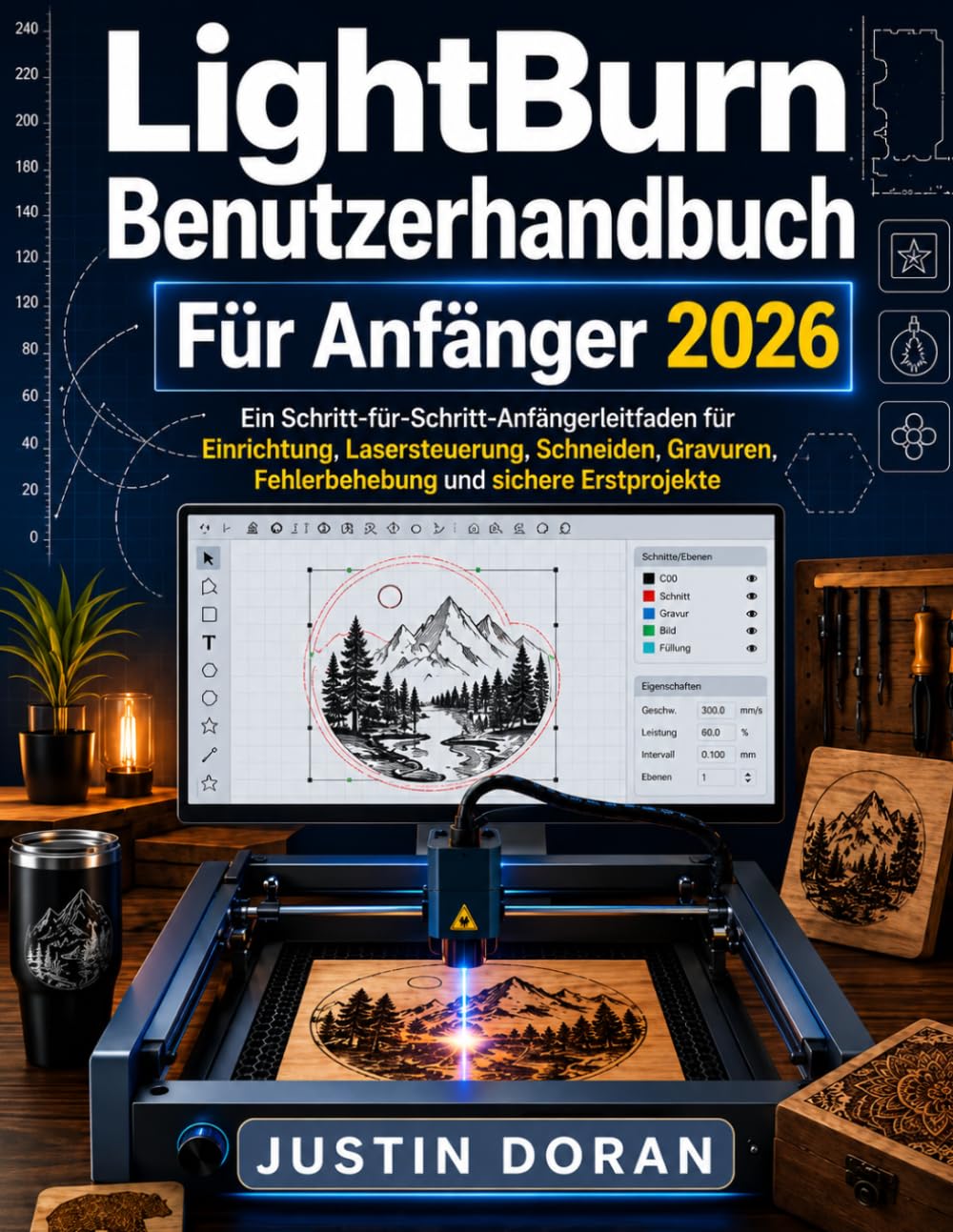 Lightburn Benutzerhandbuch Für Anfänger 2026: Ein Schritt-für-Schritt-Anfängerleitfaden für Einrichtung, Lasersteuerung, Schneiden, Gravuren, Fehlerbehebung und sichere Erstprojekte