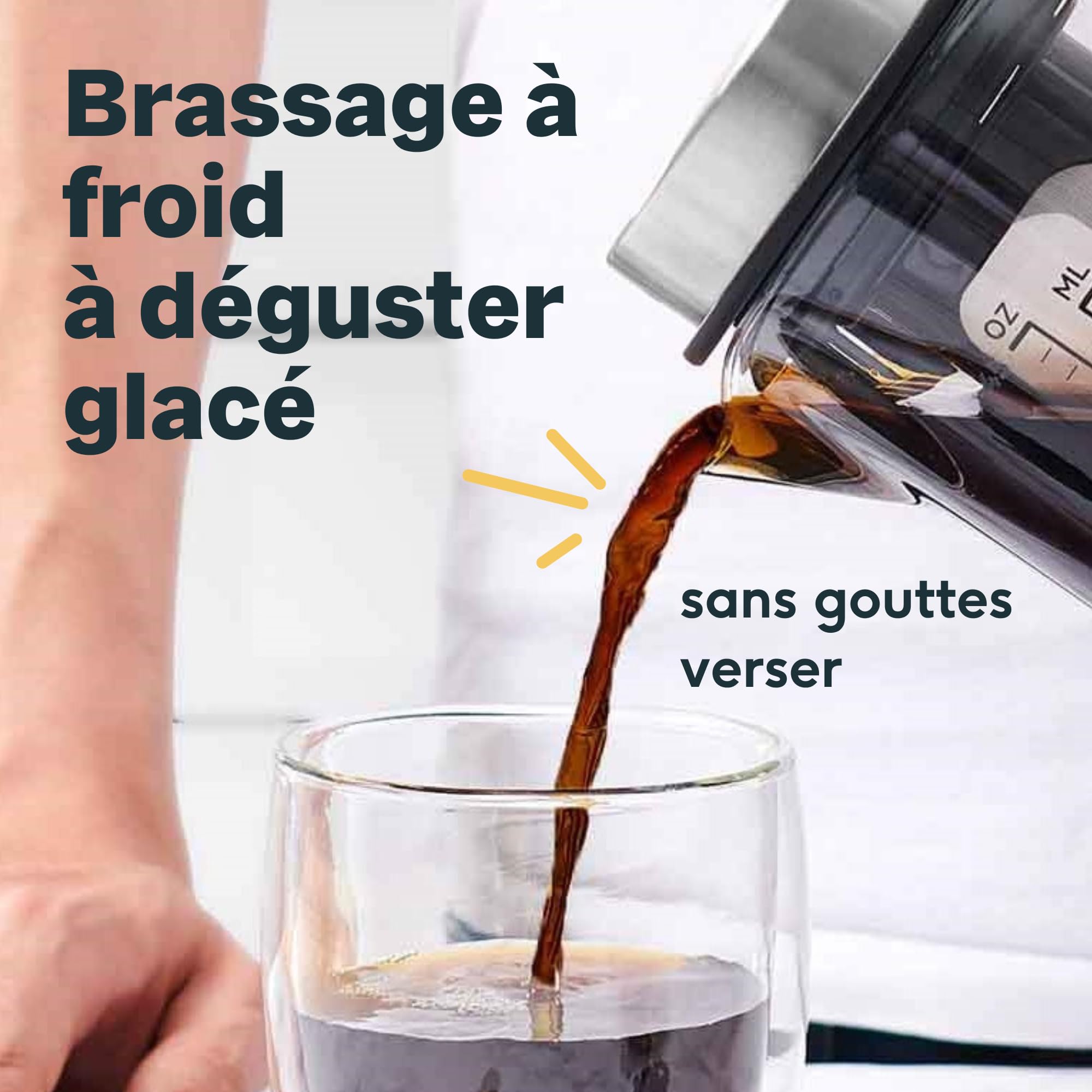 SILBERTHAL Cafetière Manuelle avec Infuseur 1,2 litres - pour Café froid ou Cold Brew Coffee - Avec le nouveau filtre plus robuste 2.0 - Eau Infusée, Cafe Infusé A Froid et Thé Glacés