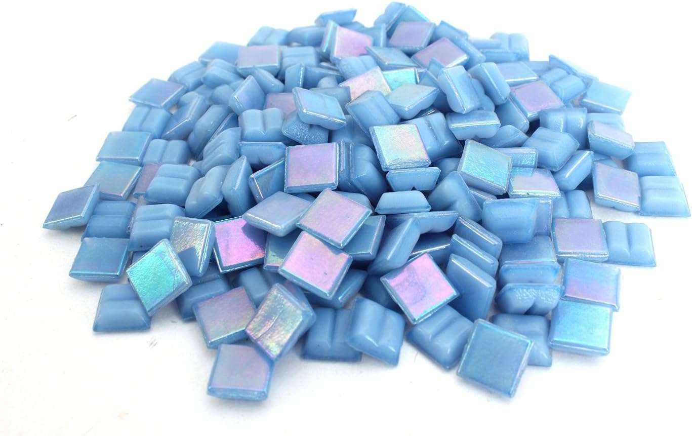 Milltown Merchants Iridescent Mosaic Tile (1 Pound, Baby Blue - 4/10 Inch)