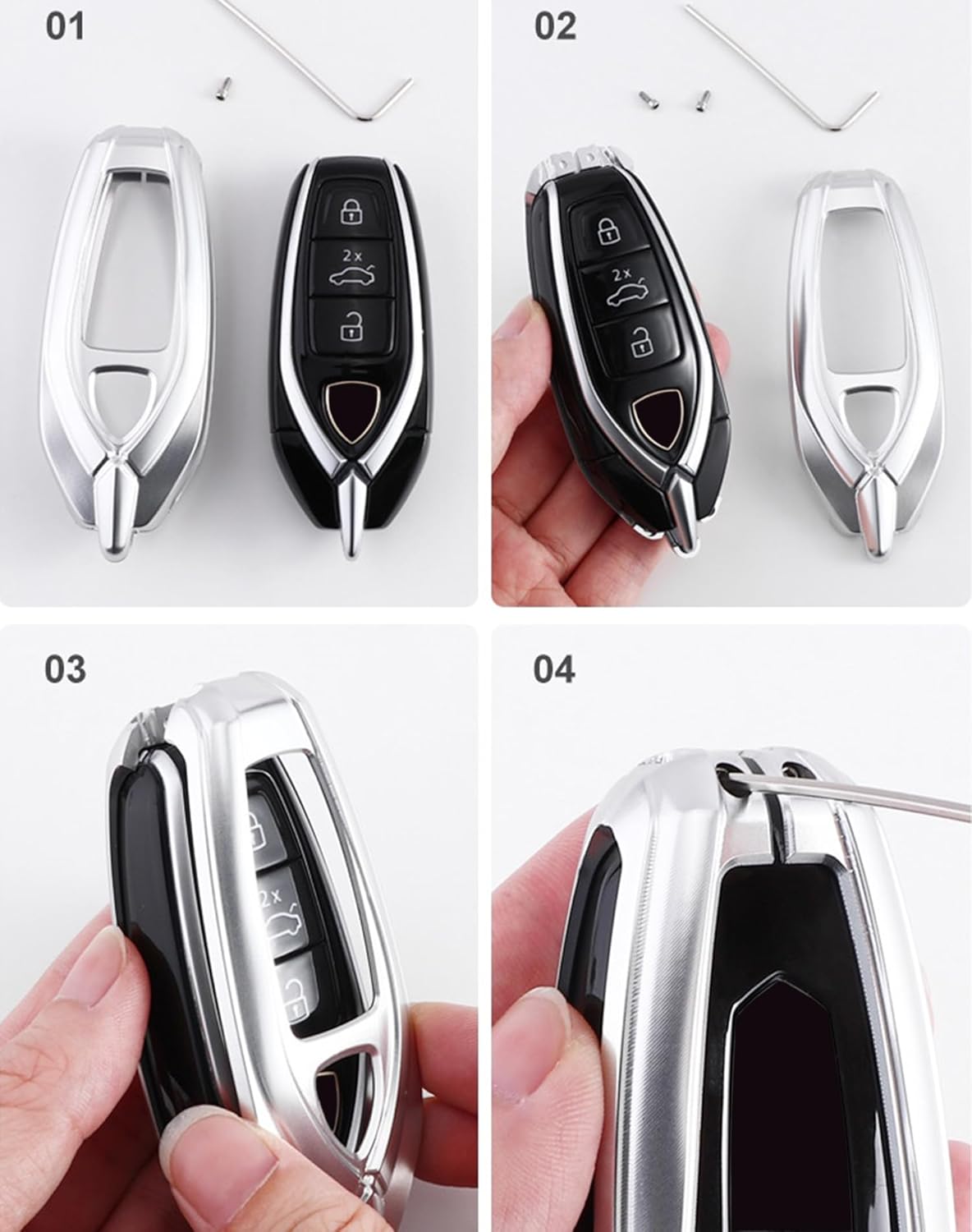 Premium Aluminum Alloy Metal Key Fob Case Cover Compatible for Lamborghini Urus 2021-2022 Protector Holder Shell with Keychain(Black)