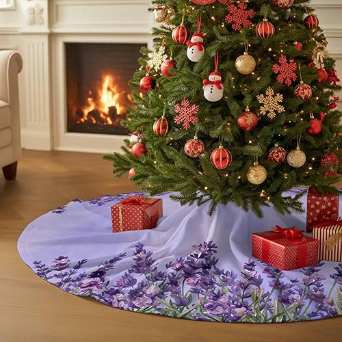 Miniatura 8 de Falda de árbol de Navidad de 48 pulgadas, falda de árbol de lavanda, decoraciones de Navidad para interiores y exteriores, morada, floral, botánica,