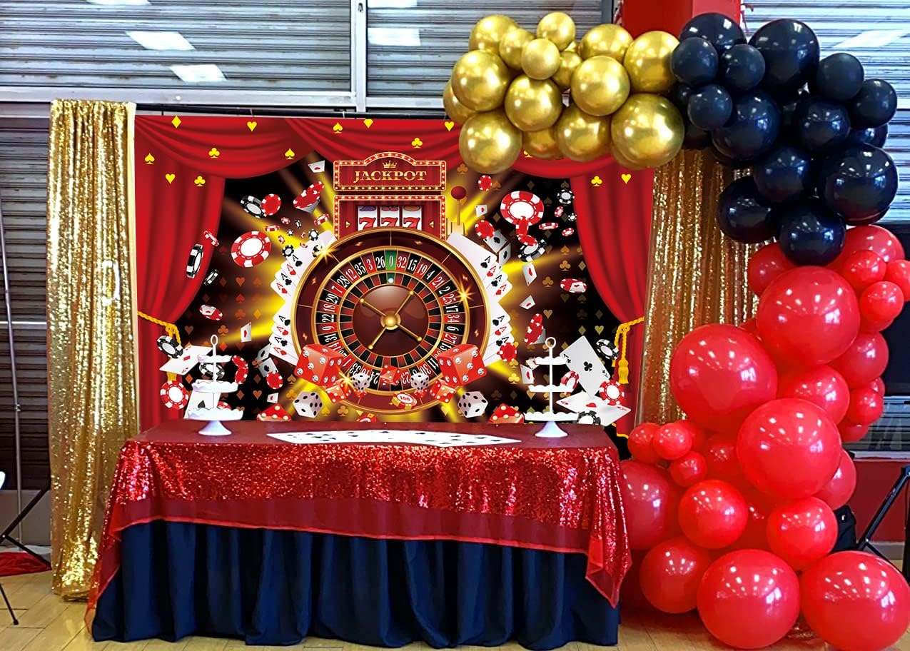 7x5ft Casino Party Backdrop Casino Las Vegas Game Casino Night Party Banner Background Poker Casino Birthday Photography Background