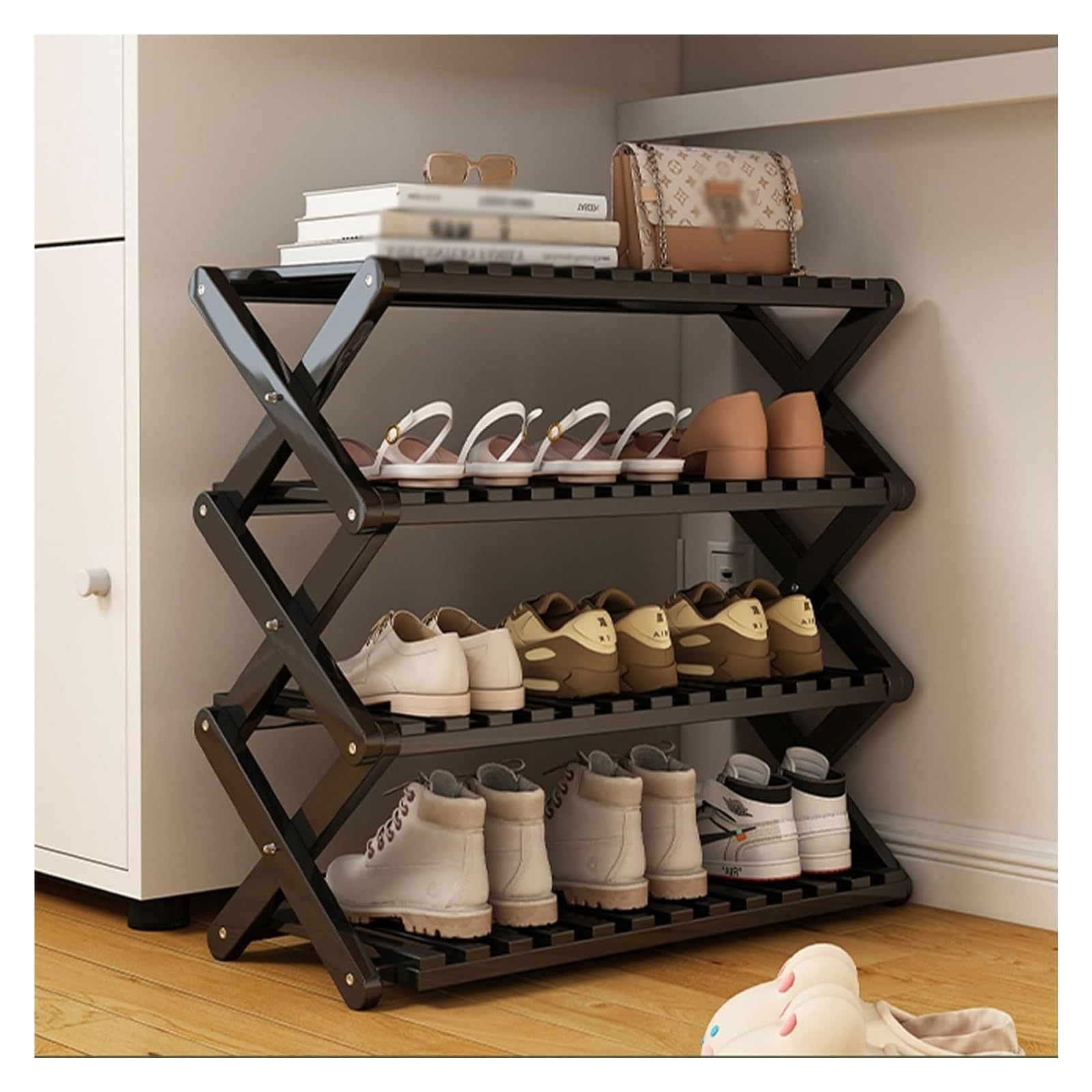 Étagère à chaussures verticale de rangement pour placard de chambre