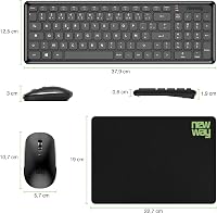 NEWWAY Vezeték Nélküli Billentyűzet és Egér Szett - Fekete, USB és WiFi Csatlakozás, Hordozható, PC Kompatibilis, ON-KM01F Modell 7