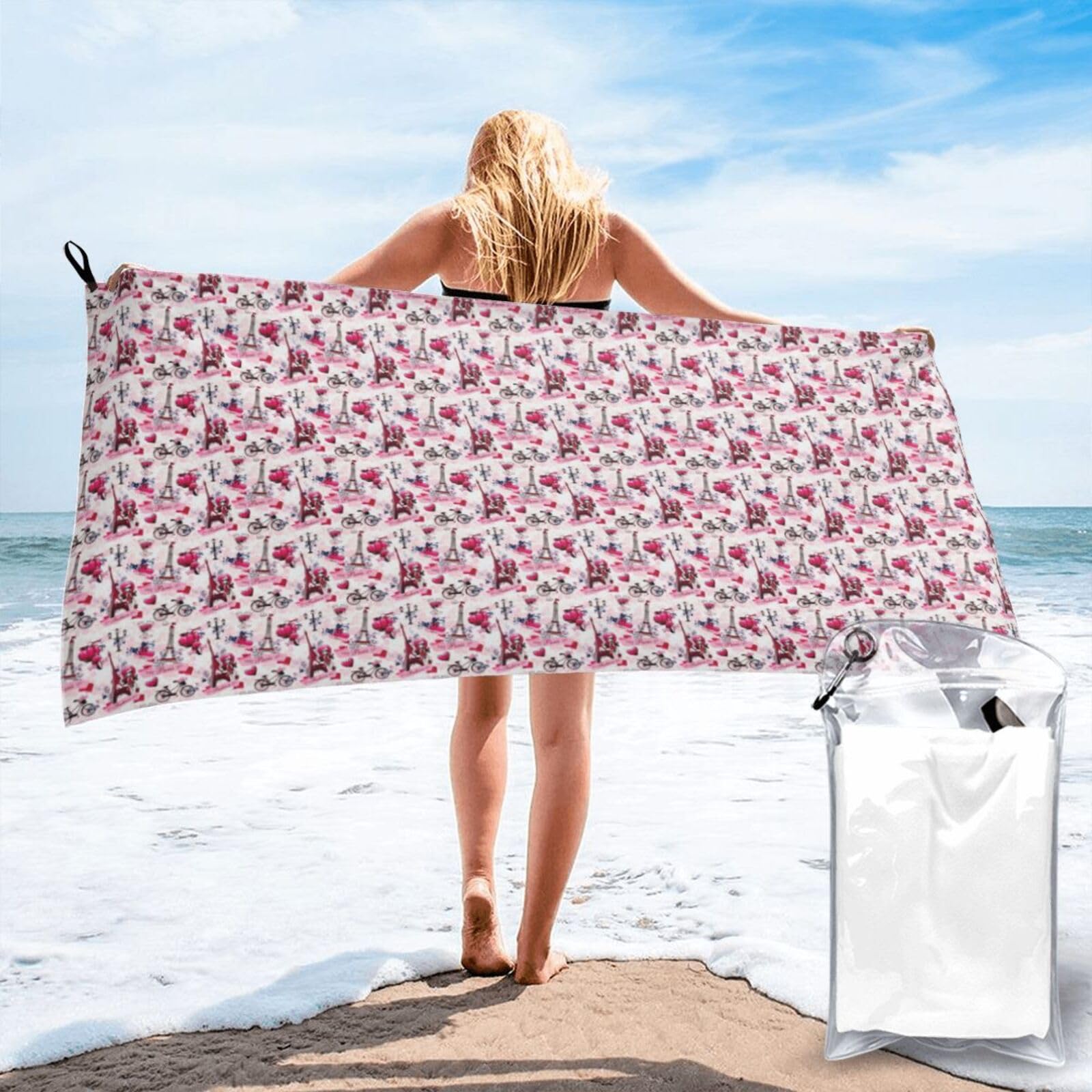JBJGKHLP Paris Eiffel Tower France Print Quick Dry Portable Towel For Beach Camping Hiking Yoga Fitness Outdoor Adventures