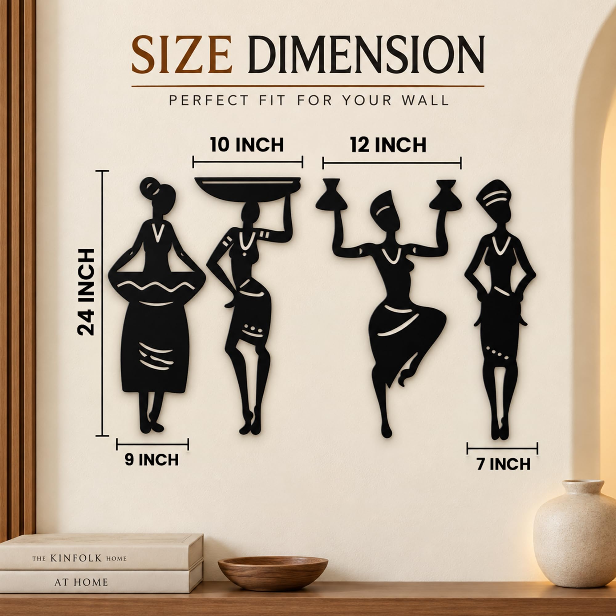 Auromin Tribal Wall Art - 4 Women Sculptures -3