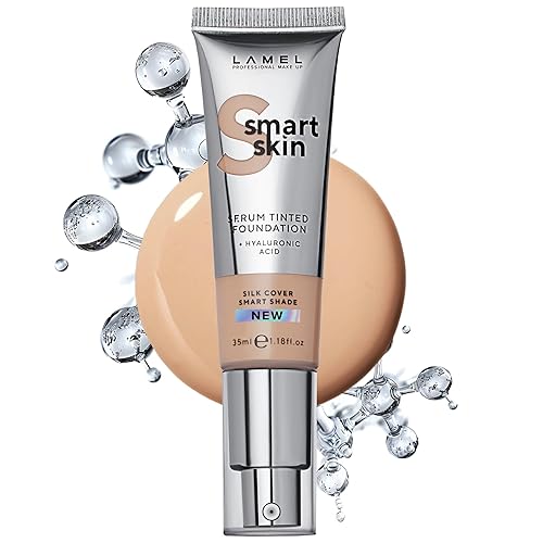 LAMEL Smartskin Serum Tinted Foundation  Hidratante y nutritiva  Hipoalergénico y cuidado de la piel  Corrector de color  Fórmula antienvejecimiento