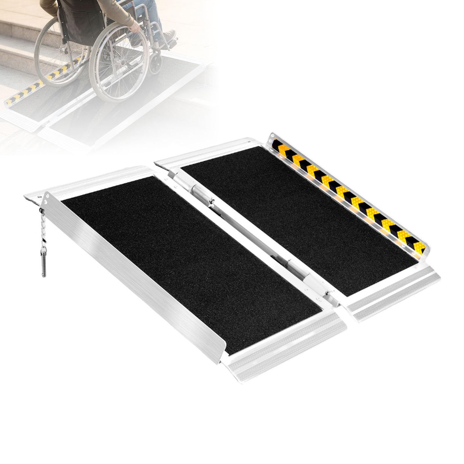 Rampa para sillas de Ruedas, rampas para Personas con discapacidad | Rampa plegable de umbral para escalones y puertas del hogar, capacidad de 600 libras(A,91*73.5cm)