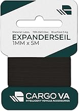 Cargo VA Corde en caoutchouc 1 mm 5 m – Cordon en caoutchouc fin indéchirable avec 70 % d'élasticité – Cordon élastique pour bijoux, modélisme, bricolage et fixations légères