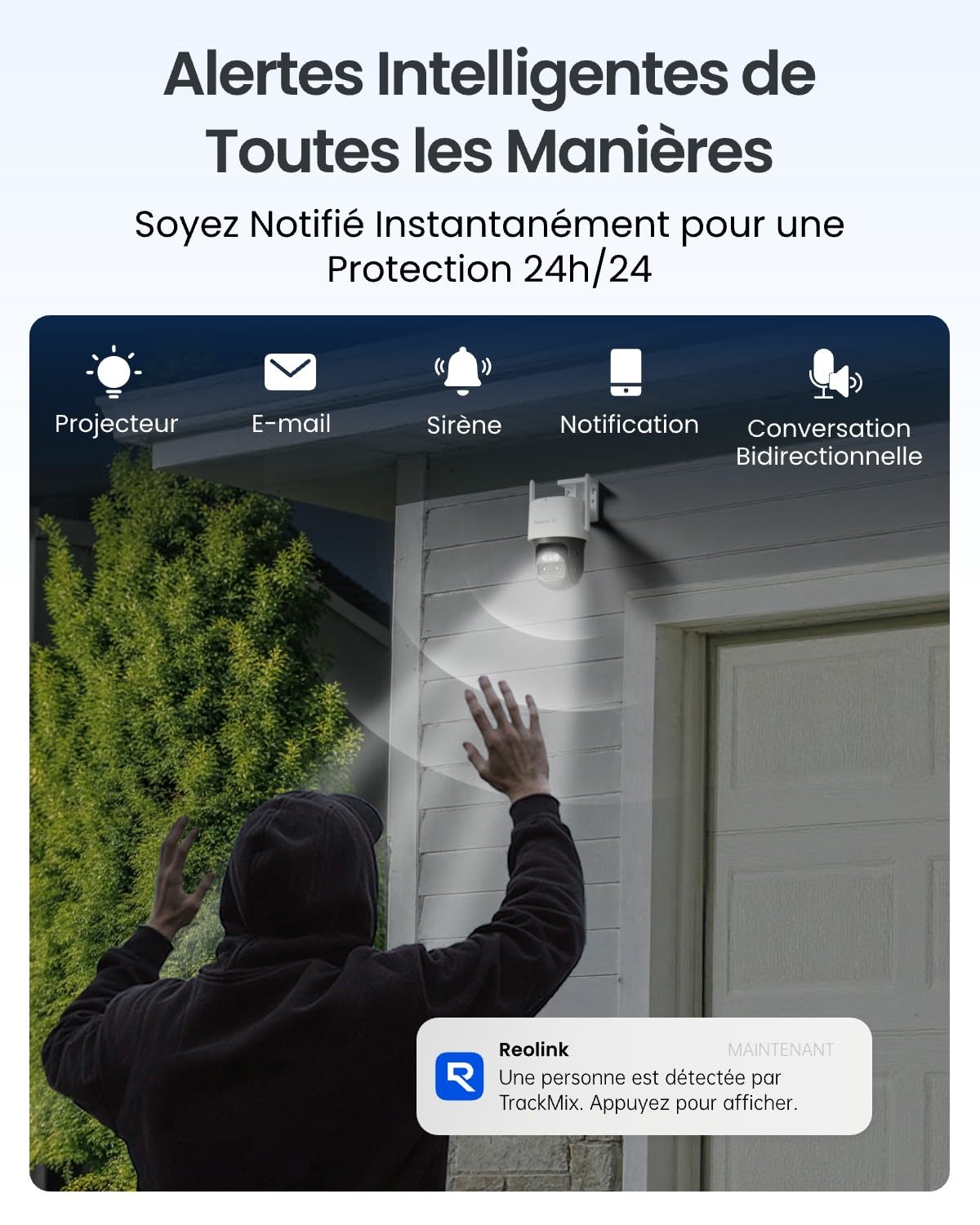 Reolink 4K PTZ Camera Solaire Exterieur WiFi sans Fil, Suivi & Zoom 8X Auto, Deux Objectif, Autonomie de 180j, Projecteurs Audio Bidirectionnel, TrackMix 4K+Panneau Solaire