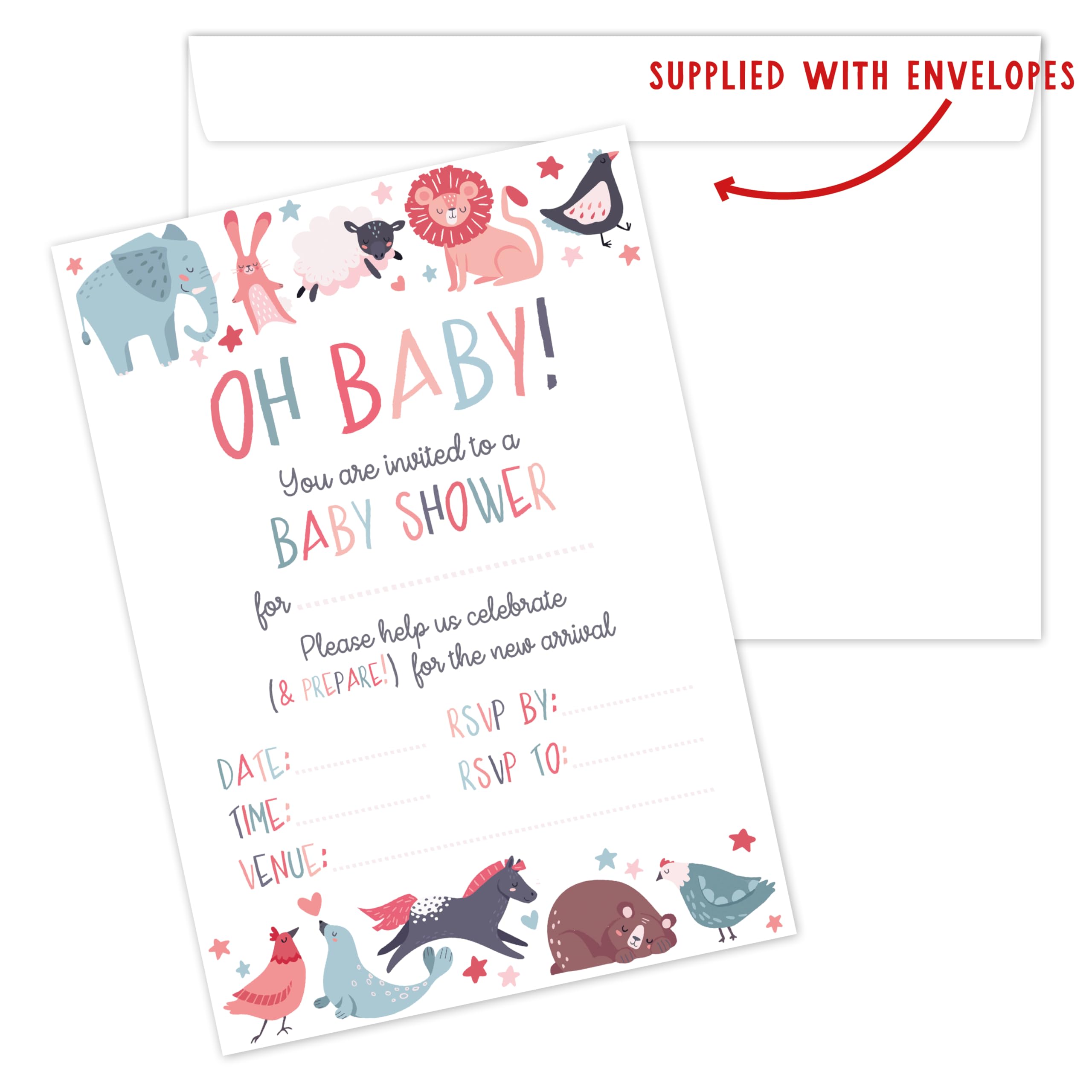 Manta Makes Baby Shower invitations, baby shower invite, baby shower invites pack of 20 + envelopes (Animals) - Image 2