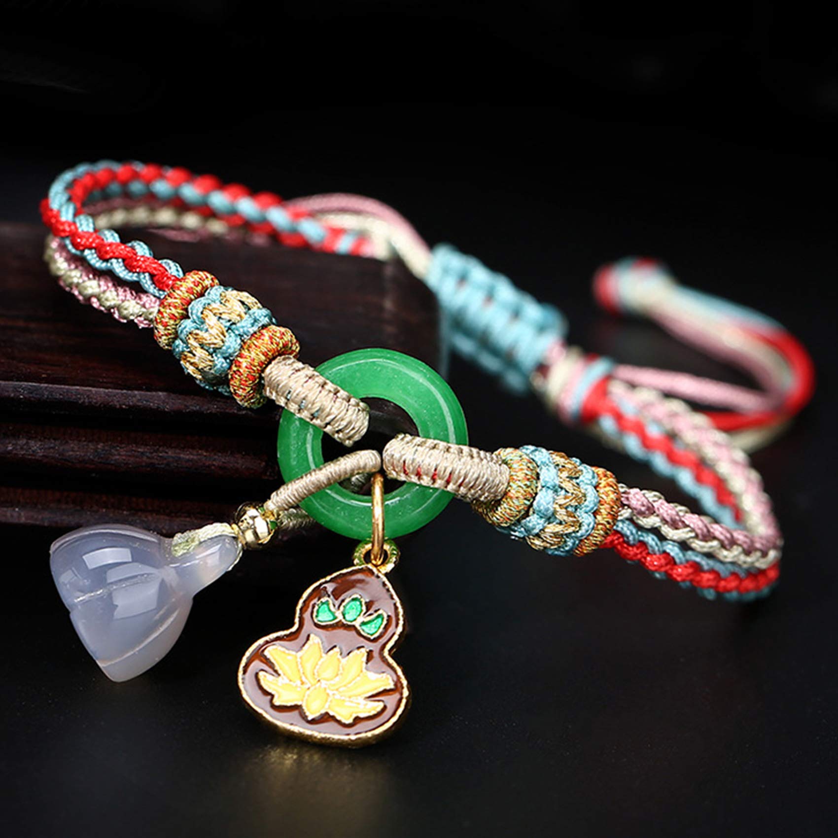 Braccialetto braccialetti di perline, braccialetti di protezione for uomo donna ， braccialetto di loto di cristallo di calcedonio naturale antico braccialetto blu bruciato Feng Shui for donne talisman