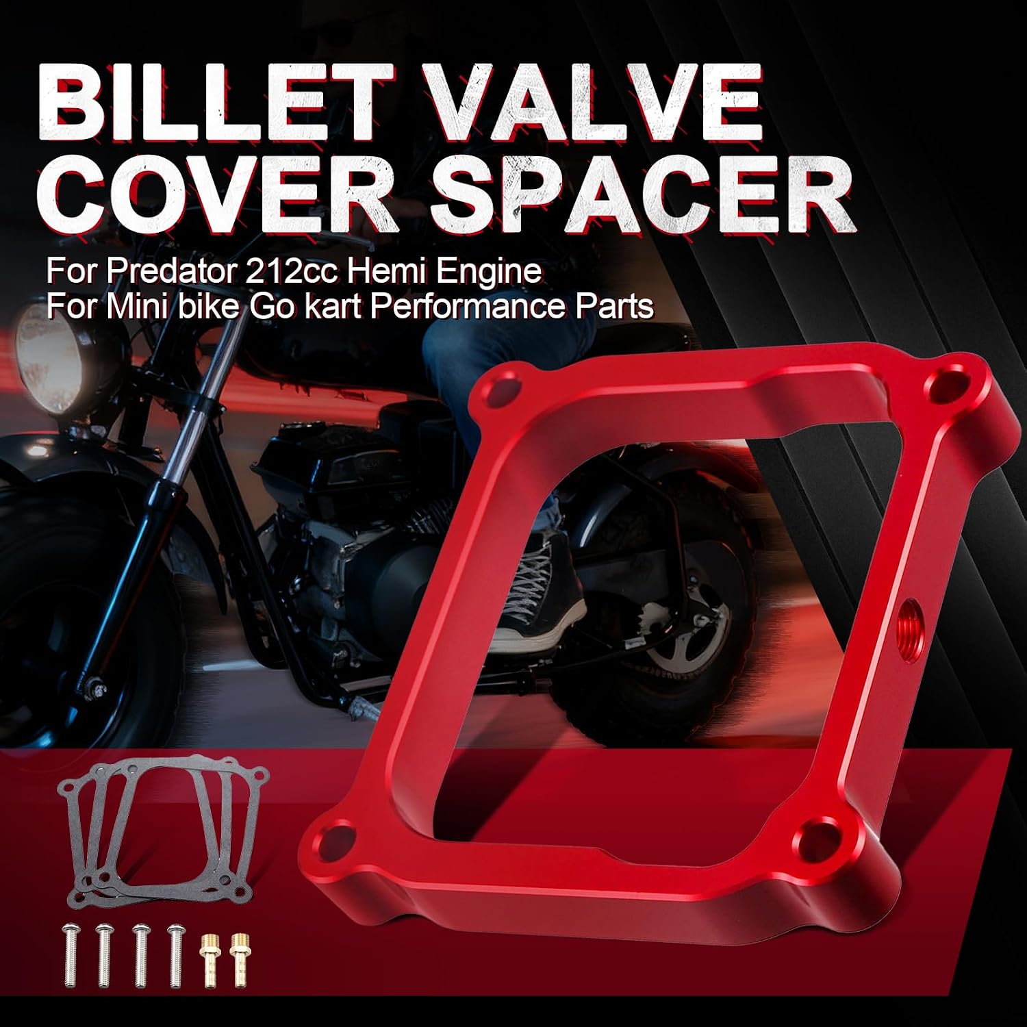 Billet Valve Cover Spacer For Predator 212cc Hemi Engine For Mini bike Go kart Performance Parts Red