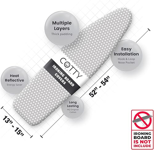 Miniatura 10 de Funda para tabla de planchar, revestimiento de silicona reflectante al calor, acolchado grueso resistente a la quemadura, bolsillo para la nariz,