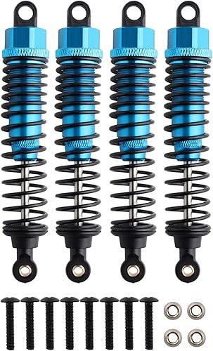 Miniatura 75 de 4 amortiguadores delanteros y traseros, suspensión ajustable de 3.858 in de aluminio para autos RC 1/10 HSP 94166 94106 94107 94155 94170 Buggy Rojo