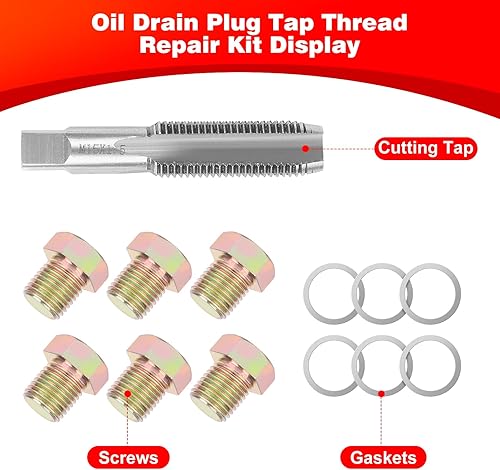 Miniatura 10 de Kit de reparación de roscas de tapón de drenaje de aceite M13 x 1.5MM Tornillos de cárter de aceite Herramienta de reenhebrado de tapón de drenaje