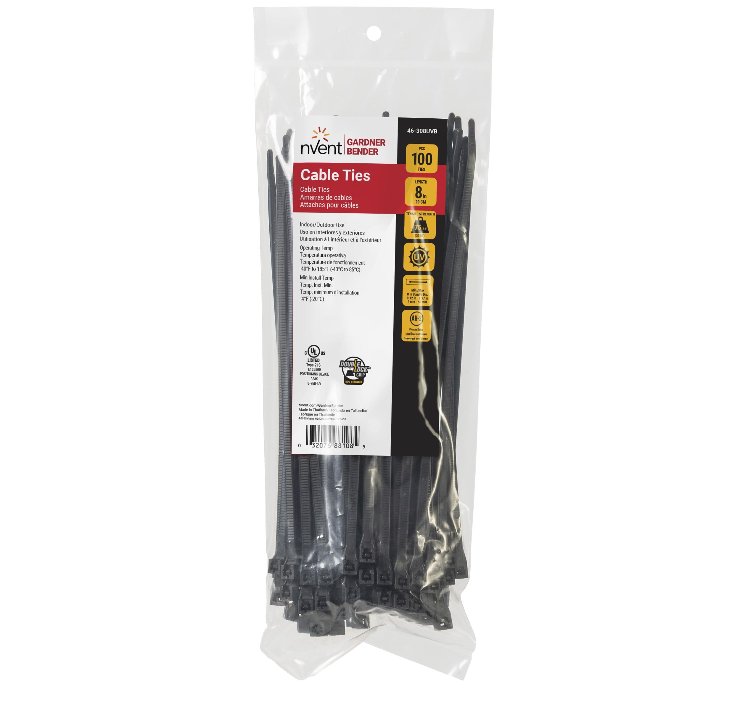 Amazon.com: Gardner Bender 46-308UVB Cable Tie, 8 inch., 75 lb