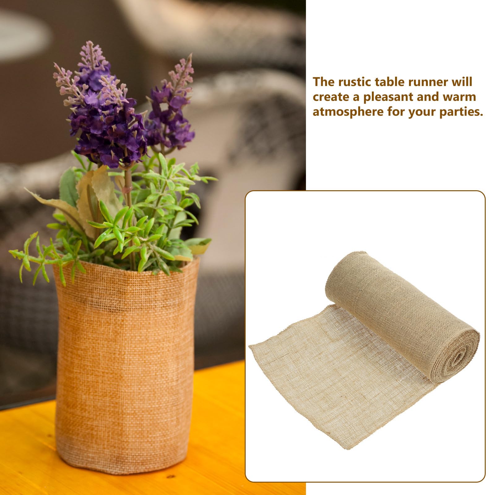 Alipis Rustikaler im Landhausstil 30cm X 10m Rolle Tischläufer aus Jute Leicht Zuschneidbar und Reißfest für Hochzeit und Tischdekoration