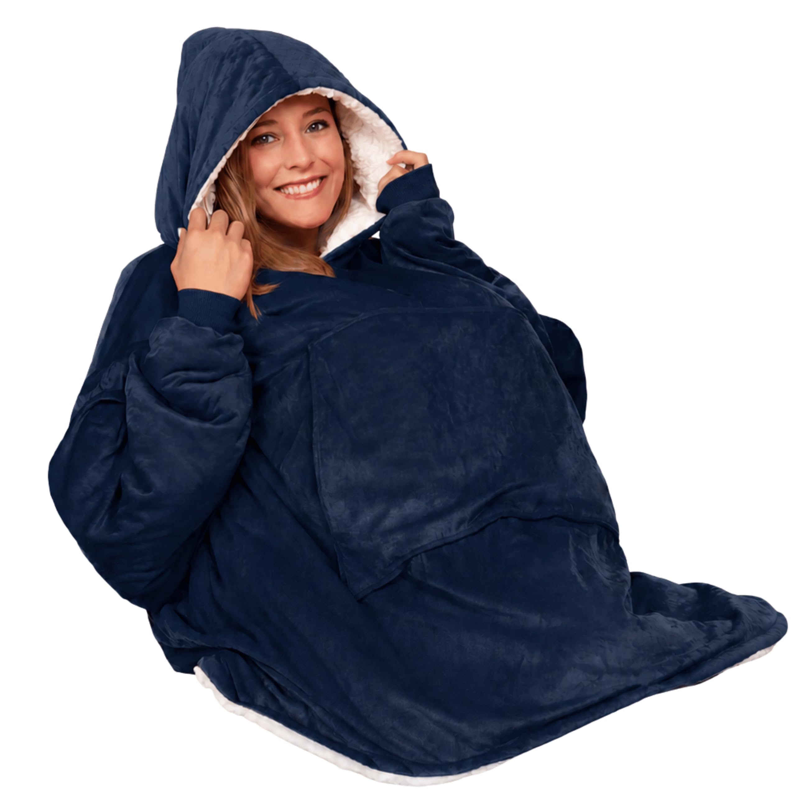 THE COMFY Original | Shark Tank | Patented | Sherpa Wearable Blanket Hoodie One Size Blue Original