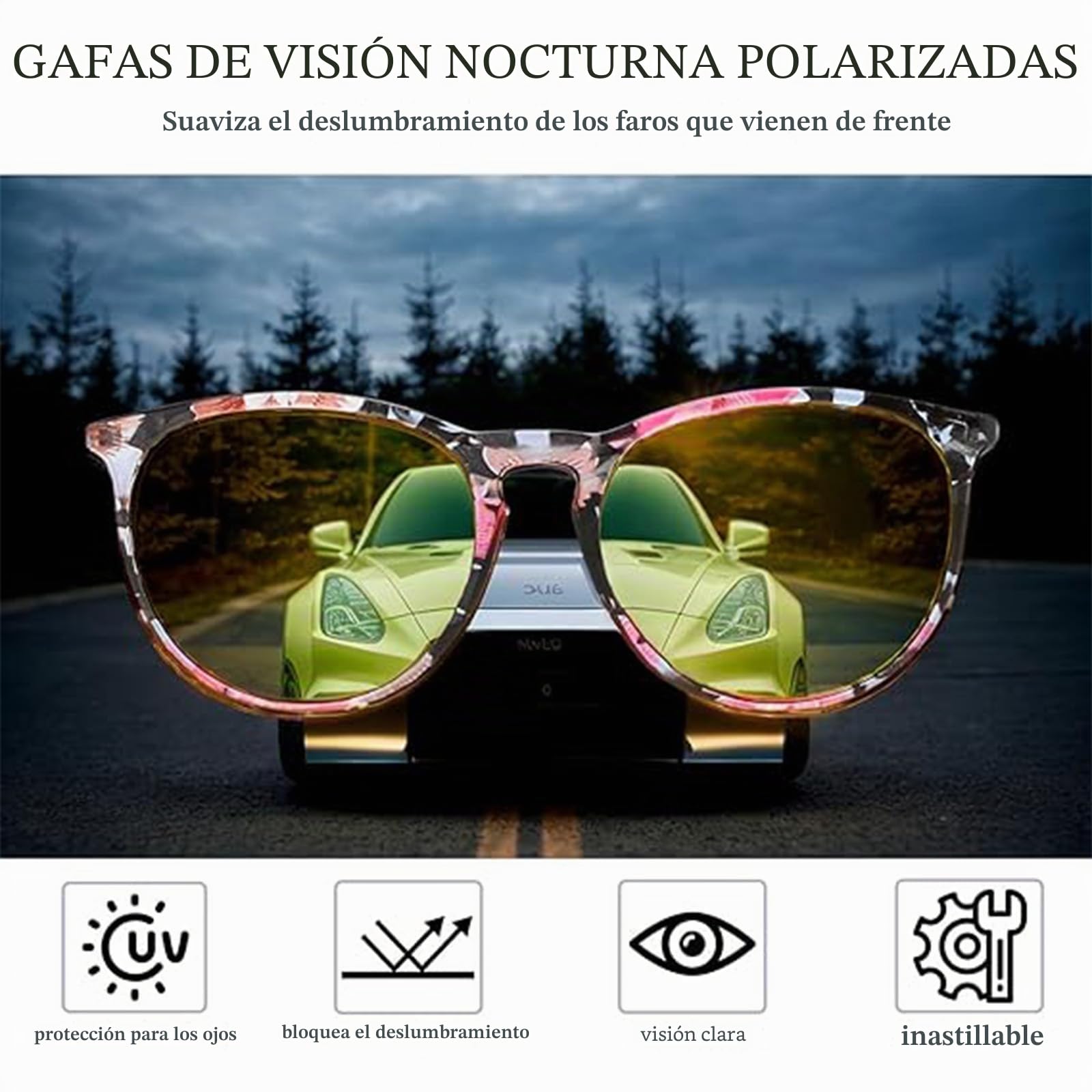 Gafas de visión nocturna para conducir, lentes polarizadas de visión nocturna para mujeres y hombres, lentes amarillas antirreflejos, lentes nocturnas