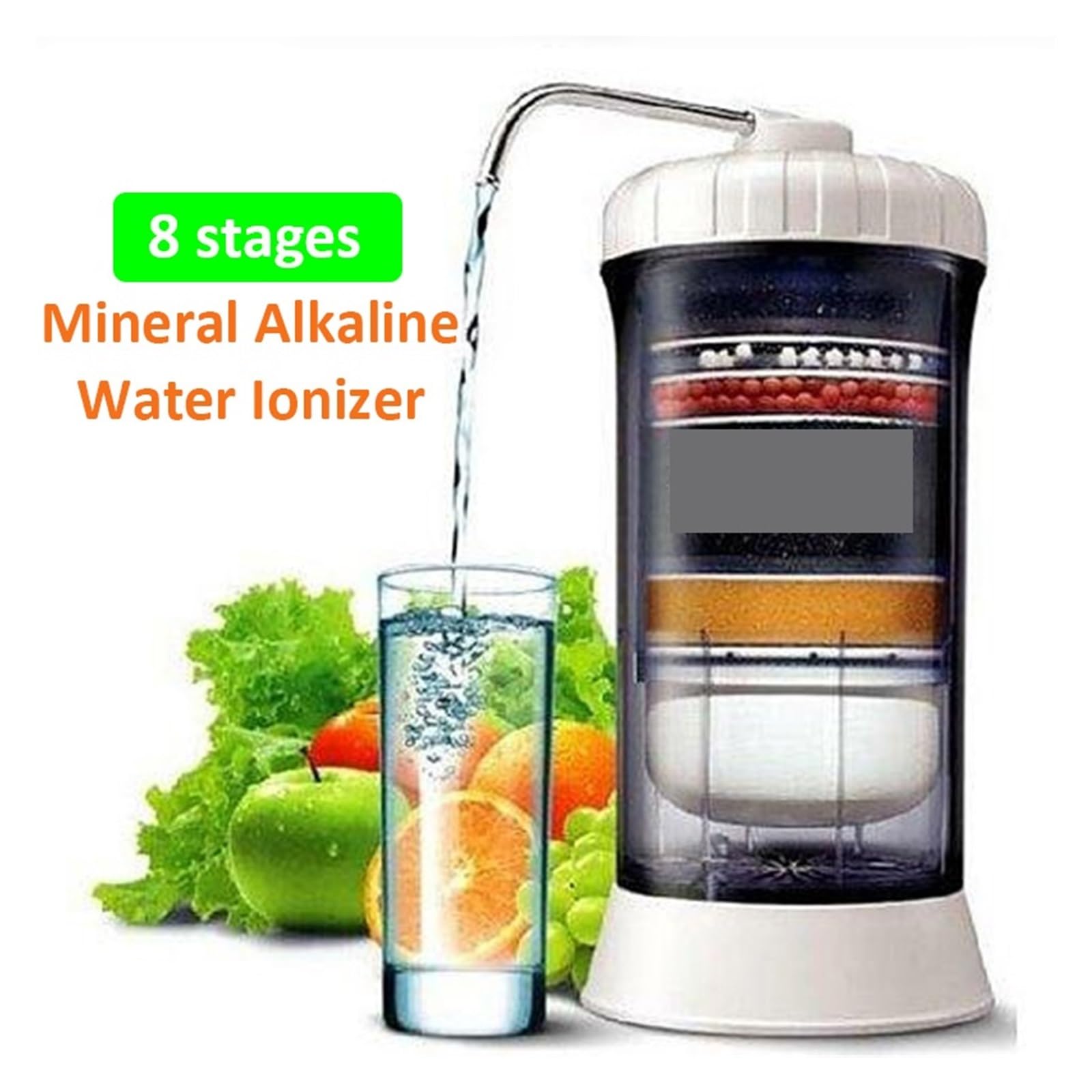Osmosis Inversa Domestica, Equilibrio de PH alcalino Filtro de Agua alcalina ionizada, máquina ionizadora ORP bajo Excelente de filtración de 8 etapas Purificador de Agua del Grifo(Bianco)