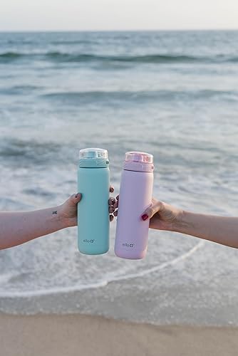 Miniatura 133 de Ello Cooper - Botella de agua de acero inoxidable de 22 onzas con 2 tapas, una de chupito y otra con popote | A prueba de fugas, doble pared y