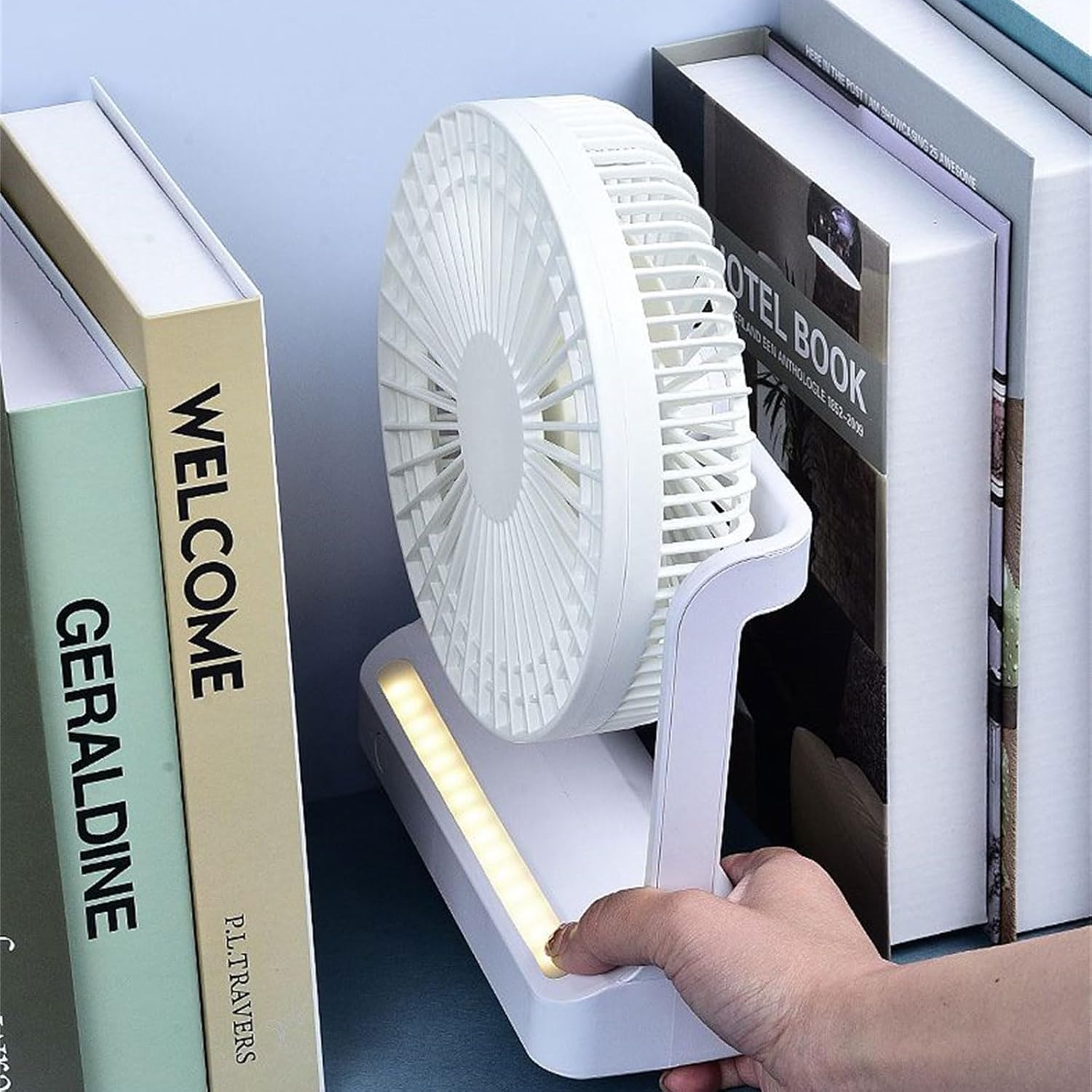 Home Appliance Wall Mounted Air Circulating Fan with LED Lamp Portable Outdoor Camping Ceiling Fan 3Gear Ventilator