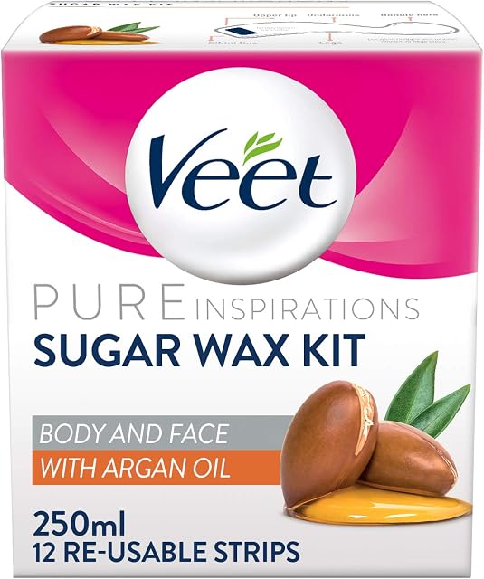 Veet Pure Inspirations Hair Removal Sugar Wax Kit Argan Oil 250ml, 250 Millilitre