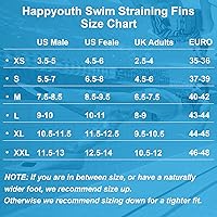 Vista 7 de Aletas de natación, aletas de entrenamiento de natación Happyouth, aletas cortas de silicona con bolsa de malla para natación de vueltas, niños