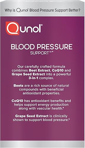 Miniatura 4 de Qunol Soporte de presión arterial, remolacha 3 en 1 + CoQ10 + extracto de semilla de uva, cápsulas de raíz de remolacha que apoyan la circulación
