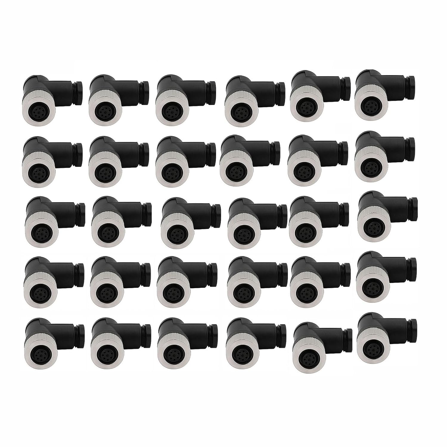 10pcs M12 Right Angle 8 Pin Female Field Wireable Connector A-Code, Non-Shield, Screw-Joint Anti-Vibration Locking for Industrial Automation (10)
