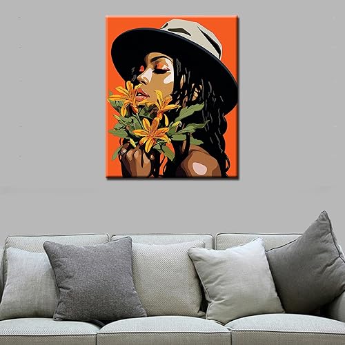 Miniatura 37 de Pintura por números, pintura acrílica afroamericana por números, kit de pintura por números para niños y adultos, principiantes, moda negra, pintura