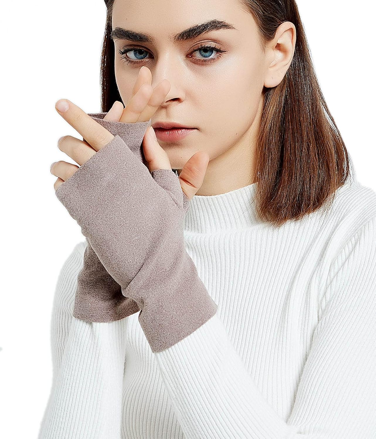 Novawo Anti-Pilling Fingerless gloves Soft Warm Arm Warmers for Women