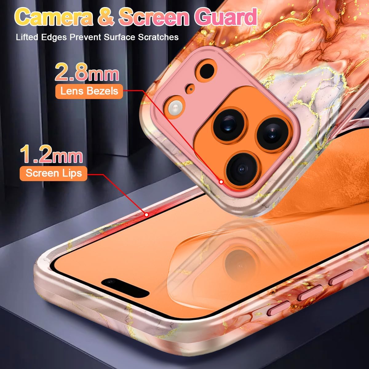 Casetego for iPhone 17 Pro Case,Compatible with MagSafe,[Military Grade Drop Test] Full Body Protection Slim Shockproof Rugged Marble Women Girls Case for iPhone 17 Pro 6.3 inch,Gold - Image 7